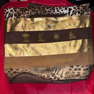 Riviera Leopard Print Brown and Gold Tote